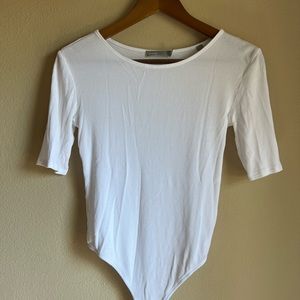 Vince White Bodysuit _ Ribbed 3/4 sleeve _ Small